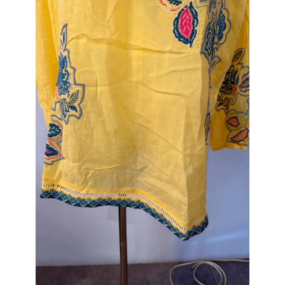 NEW Johnny Was Margot Blouse Odesa Yellow Embroidered Floral Boho Peasant XXL - Picture 4 of 13